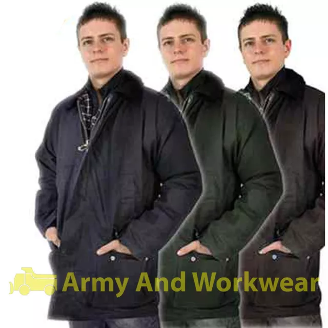 Mens Padded Wax Jacket British Waxed Coat Waxed Cotton Warm Country HOWICK  S-3XL