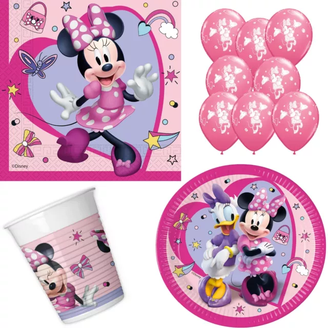 Minnie Mouse Maus 44-tlg. Party Set Servietten Pappteller Becher Luftballons