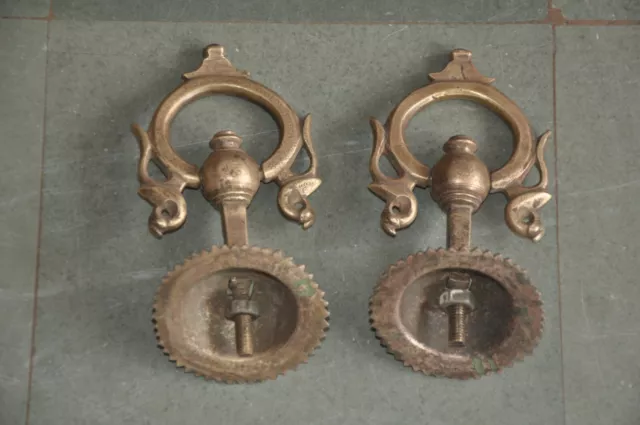 2 Pc Old Brass Handcrafted Peacock Crafted Door Handles , Collectible