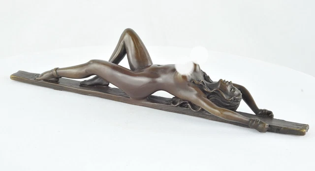 Estatua Pin-up Art Deco Estilo Art Nouveau Estilo Bronce sólido Firmado 3
