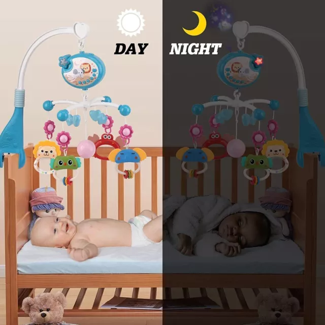 Babymobile für Kinderbett mit Spieldose Fernbedinung Spielzeu Licht und Musik DE 2