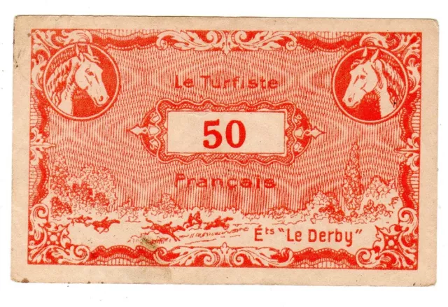 FRANCE LE TURFISTE FRANçAIS Billet  50  Ets LE DERBY BANQUE DE NOUNOURSIENNE