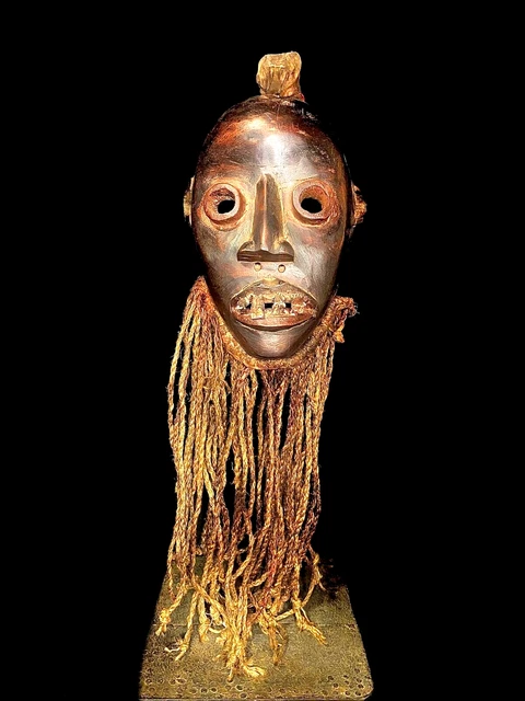 African Tribal Face Mask Wood Hand Carved Wall Hanging Deangle Dan Mask-6081