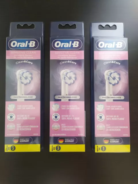 3 x 3 Oral-B Sensitive Clean Clean&Care Aufsteckbürsten  *NEU&OVP*