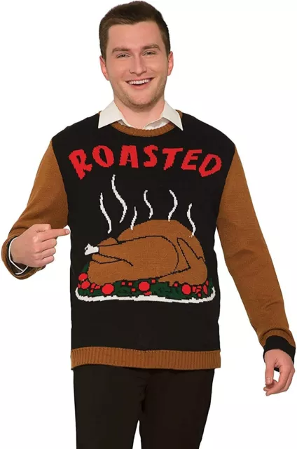 Forum Novelties Adult Roasted Turkey Ugly Thanksgiving Sweater, XLarge