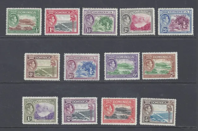 DOMINICA  GVI  1938-47 SET OF 13 TO 5s. MINT HINGED  SG 99/108