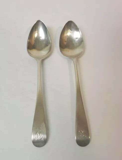 Pair English Wm. Auld Sterling Silver 5.5" Coffee / Tea Spoons, c. 1800 (#10)