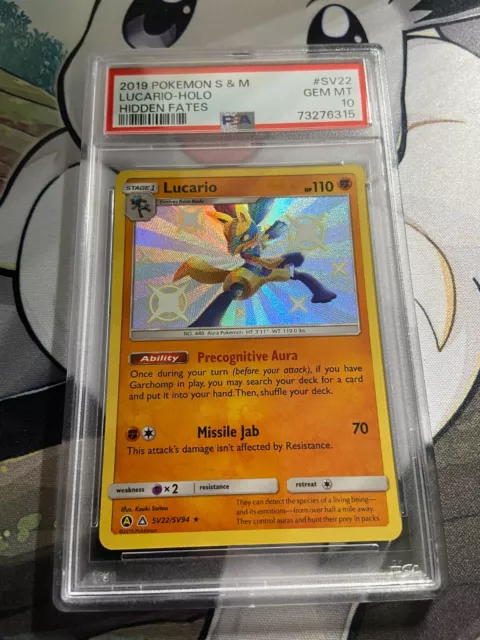 Shiny Lucario Hidden Fates Holo Rare Pokemon Card. SV22