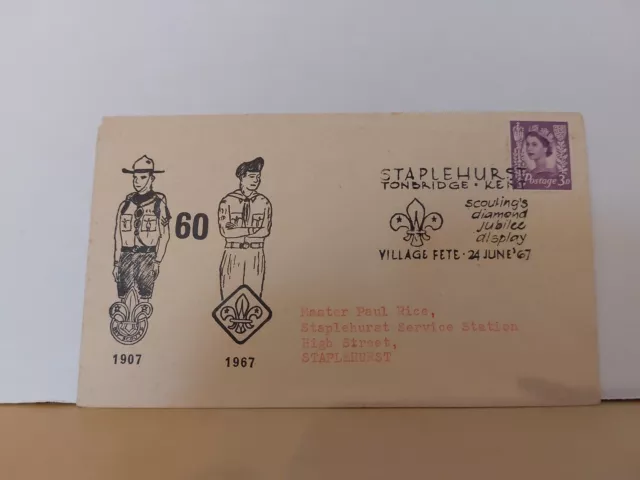 Scouting Diamond Jubilee Staplehurst Kent 1907 1967 Fete Stamp  Envelope
