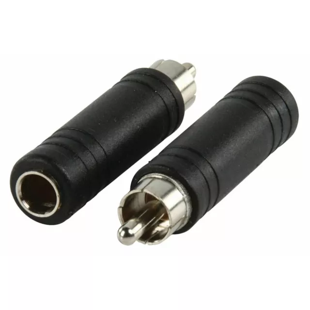 2 Pack RCA Phono Plug to 6.35mm MONO 1/4" Female Jack Socket Audio Cable Adapter