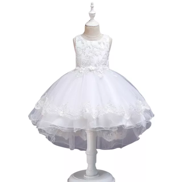 Costume Robe Princesse Tulle Cérémonie Fête Danse Fille 4-5anni Blanc 04