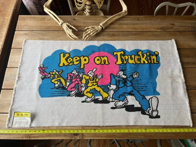 R Crumb Keep On Truckin Art Print Rug Grateful Dead Psychedelic NOS 70s Vanner