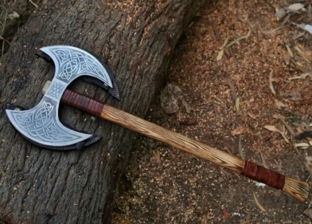 Double Head Hand Forged Viking Axe with High Carbon Steel Handmade GIFT