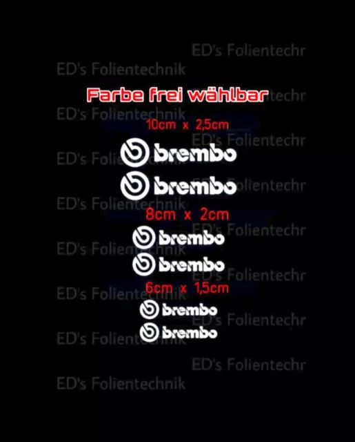 Aufkleber passend für Brembo Bremssattel Auto Motorrad Sticker 6x 6 8 10 cm Race