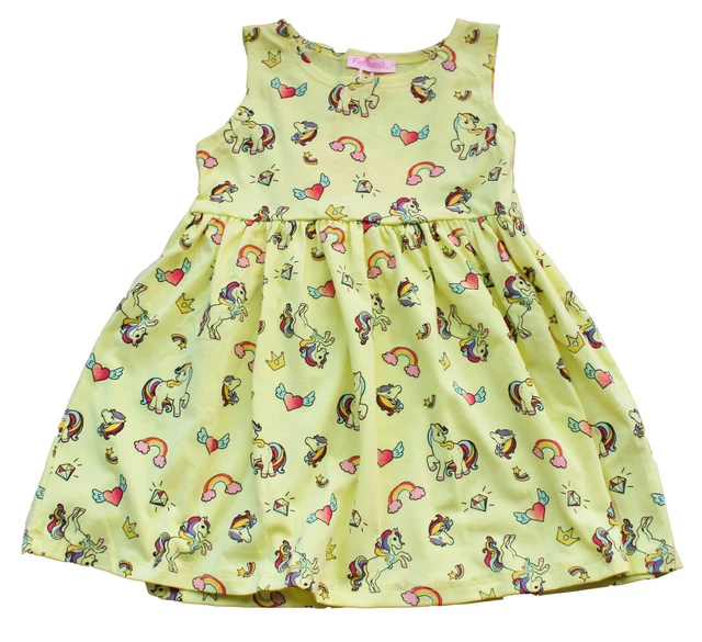 Vestito Prendisole Estate Bambina Stampa Mini Pony Taglie 4/12 Anni