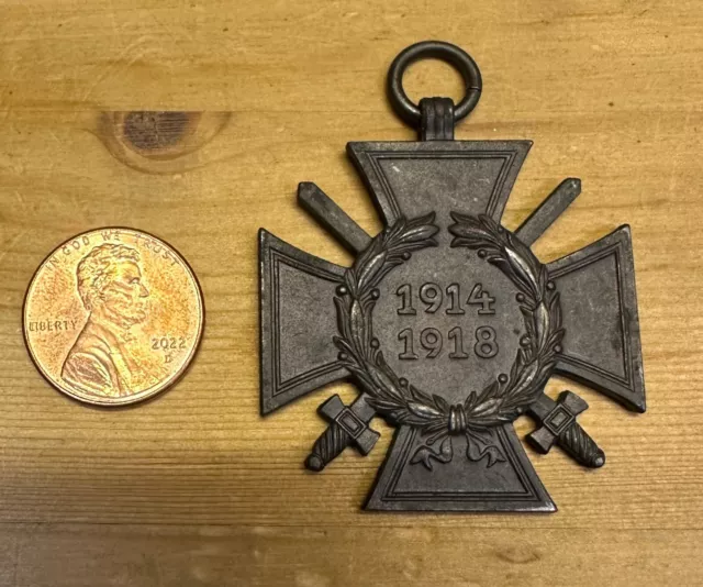 RARE WWI German Hindenburg Cross Service Medal of Honor 1914-1918 With Swords 2