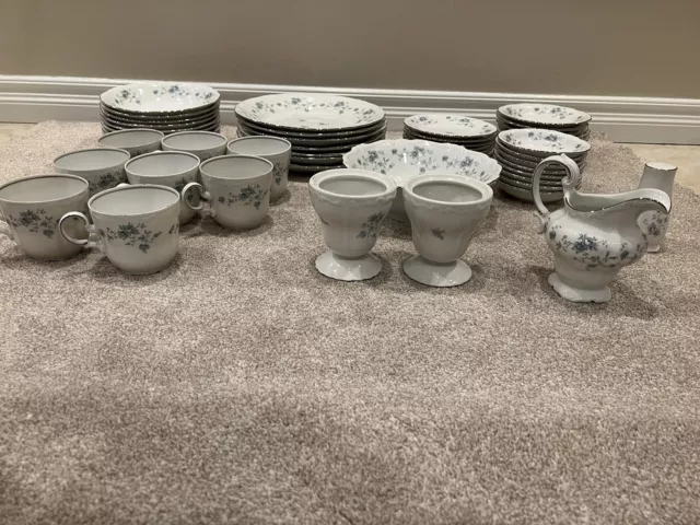 Johann Haviland Bavaria Germany Blue Garland China 52 Piece Set