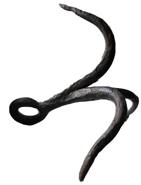 Grapin Ancien Acier Forge Xiiie Provence Vintage Puit Forgeron Trois Branches
