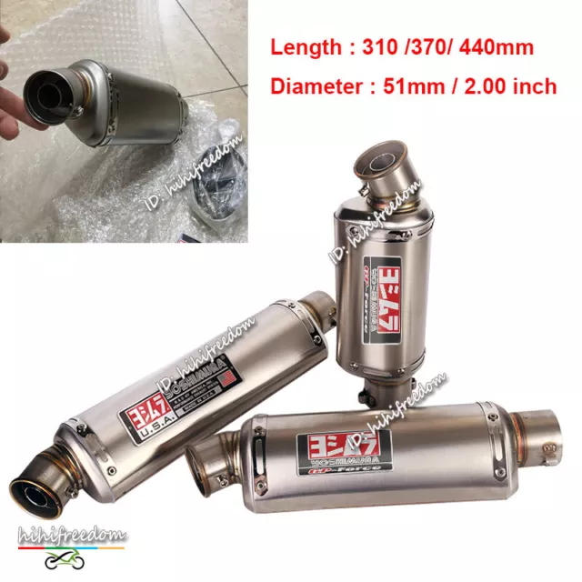 38-51mm Motorcycle Universal Exhaust Pipe Tail Muffler Stainless 310 370mm 440mm