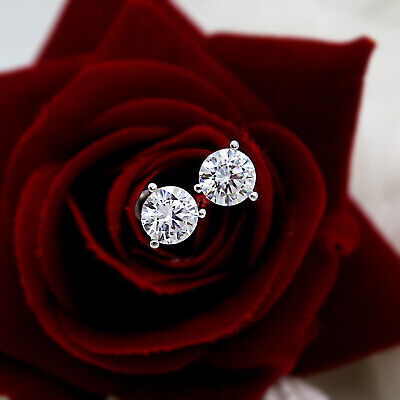 Round Classic Solitaire Swarovski High Quality Stud Earring 14kt White Gold