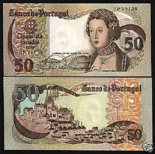 PORTUGAL 50 ESCUDOS P-174 a 1968 PRE EURO SANTA MARIA SINTRA IN 1507 UNC NOTE