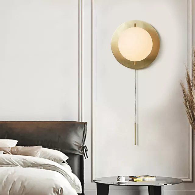 Modern Wall Sconce Wall Lamp Wall Light w/Clear Glass Globe Shade + Pull Chain