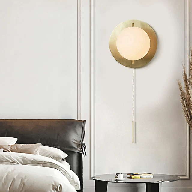 Modern Wall Sconce Wall Lamp Wall Light w/Clear Glass Globe Shade + Pull Chain