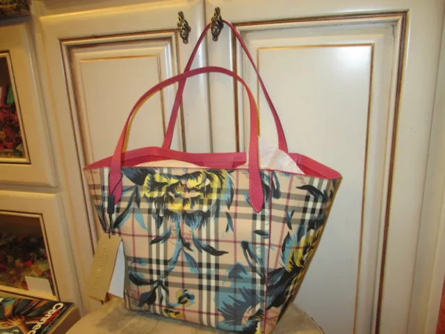 nwt BURBERRY women's designer PINK/PEWTER BLUE tote/shoulder  BAG