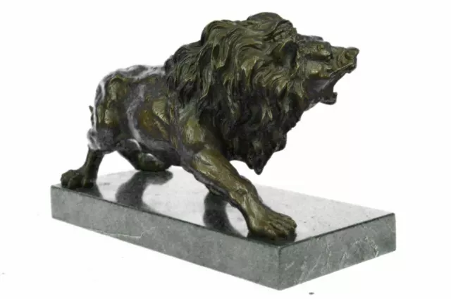 Handcrafted 14 LBS Large African Male Lion Museum Quality Bronze Statue Artwork 3