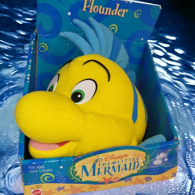 MATTEL DISNEY'S PLUSH The Little Mermaid Flounder Fish Stuffed Animal 7