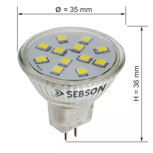 4x LED Lampe MR11 warmweiß 1,6W G4 GU4 Leuchtmittel Spot 12V Strahler SEBSON 2