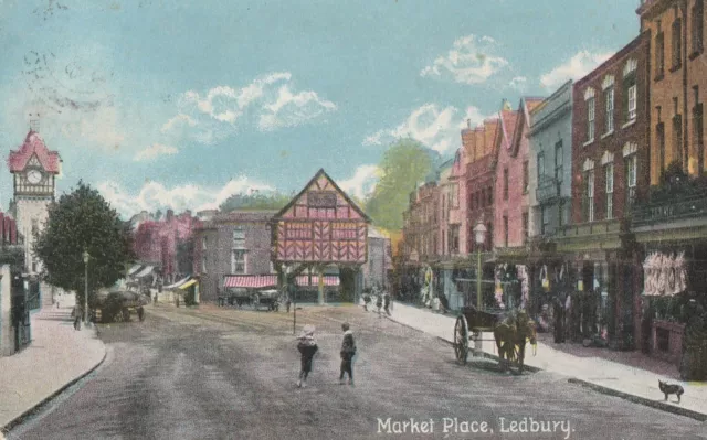 h england Herefordshire old postcard market square ledbury