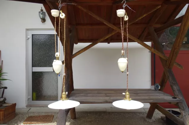 1920 orig. antike ZUGLAMPE 2x LAMPENZUG Deckenzuglampe Deckenlampe Pendelleuchte