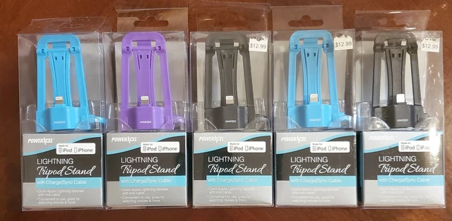 5 PK PowerXcel Lightning Tripod Stand With Charge/Sync Cable, MIX COLAR