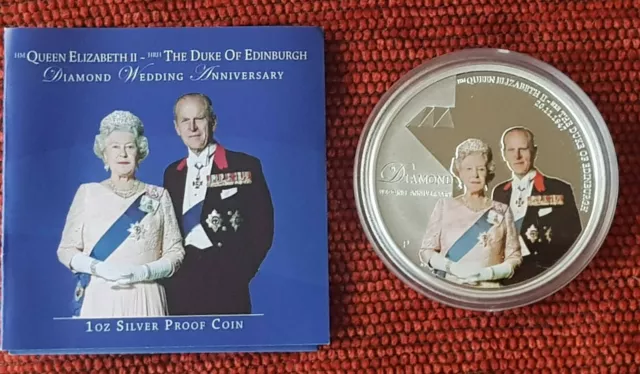 2007 Australia $1 Diamond Wedding Anniversary 1oz Silver Proof Coin COA