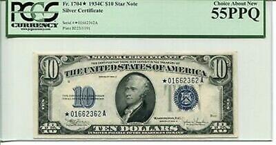 FR 1704* STAR 1934C $10 Silver Certificate 55 PPQ CHOICE ABOUT NEW