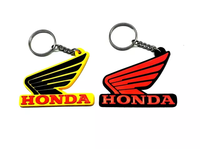 2X Vintage Honda Wing Keychain Key Ring Rubber Motorcycle Collectables New