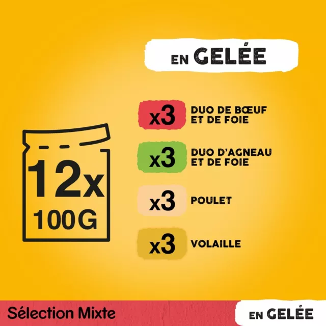 PEDIGREE 48 Sachets fraîcheur en gelée 4 variétés pour chien 100g (4x12) 3