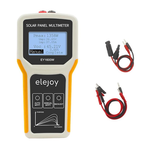 Geloo Tester MPPT 1600W - Multimetro Per Pannelli Solari, Display LCD, Protezioni Integrate, Cavi Inclusi