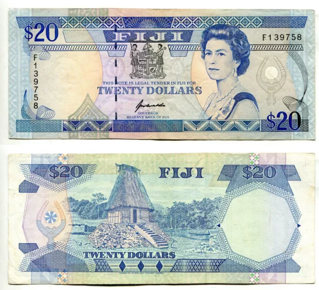 20 Dollars  Fiji / Fidschi ND(1992)  Erhaltung III,  P. 95a