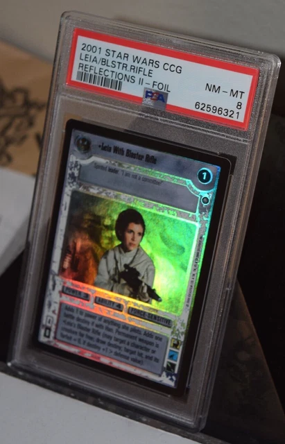PSA 8 - Leia With Blaster Rifle - Foil - Reflections II - Star Wars CCG - NM-MT