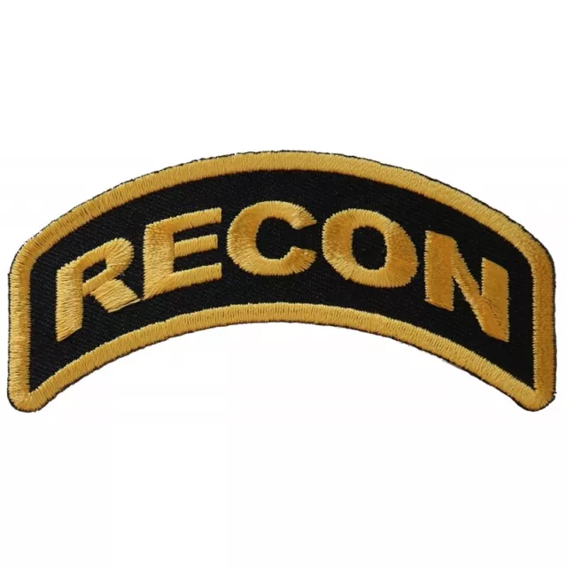 Patch, Small Rocker (Iron-On), Recon Military Tactical Patch Yellow on Black