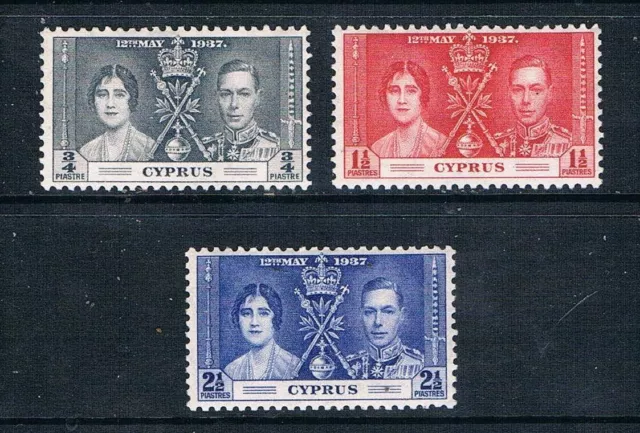 Cyprus 1937 KGVI Coronation - Neuf Catalogue De Valeur - Sc 140-142 [ Sg