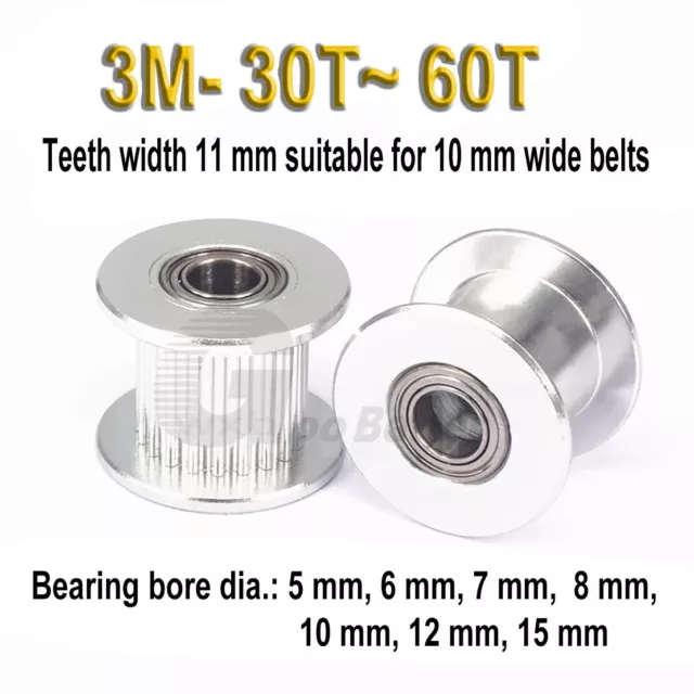 Idlers HTD 3M Tensioner Pulley 30T~60T Tooth width=11mm Bore=5~15mm Idler Pulley