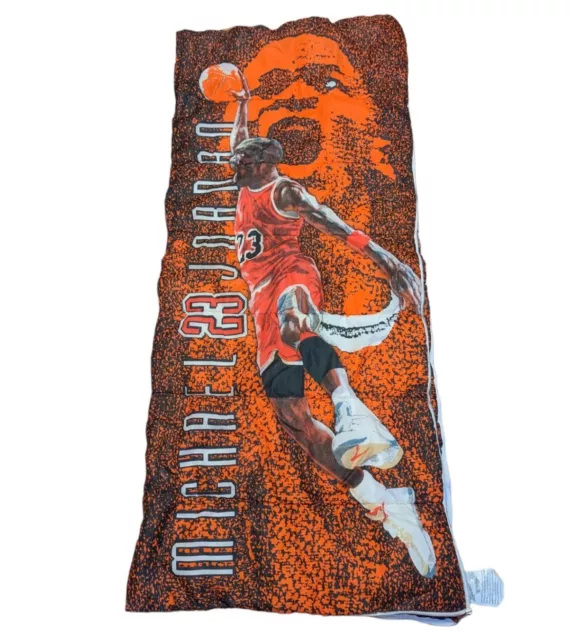 Vintage 1991 Michael Jordan Chicago Bulls 23 Plush Sleeping Bag 30x67 NBA READ