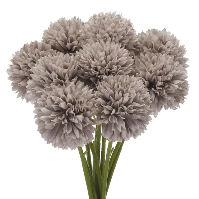 Artificial Flower Heads, Silk Chrysanthemum Hydrangea Brown Faux Flowers 10Pcs