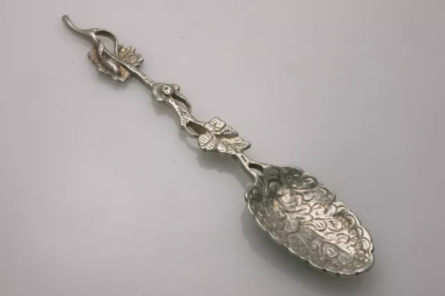 Cucchiaio antico argento sterling vittoriano 930 esportazione olandese intagliato Londra HM 1890