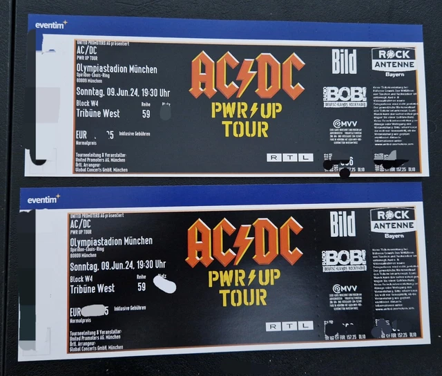 AC/DC TICKETS MÜNCHEN 09.06.2024 2x Sitzplatz nebeneinander Block W4