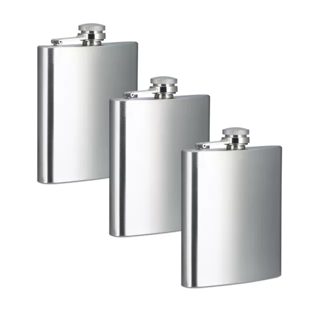 3 x Flachmann aus Edelstahl, Taschenflasche je 200 ml / 7 oz für unterwegs Set