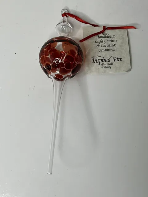 Sharon Owens Inspired Fire Glass Handblown Light Catcher Christmas Ornament 9"